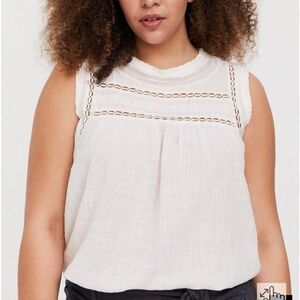 Torrid Textured Woven Lace Inset Tank